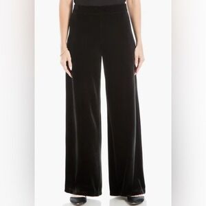 Max Studio Black Velour Wide-Leg High Waisted Dress Pants Women's Medium EUC